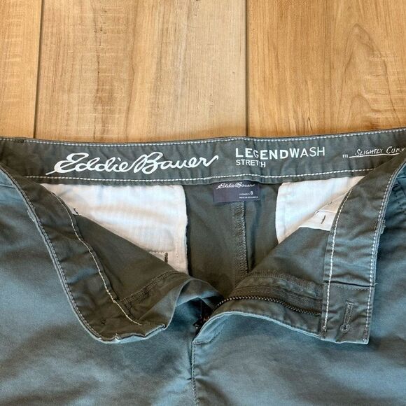 EUC Eddie Bauer Womens Slightly Curvy Chino Shorts Green Size 8 - Picture 4 of 9